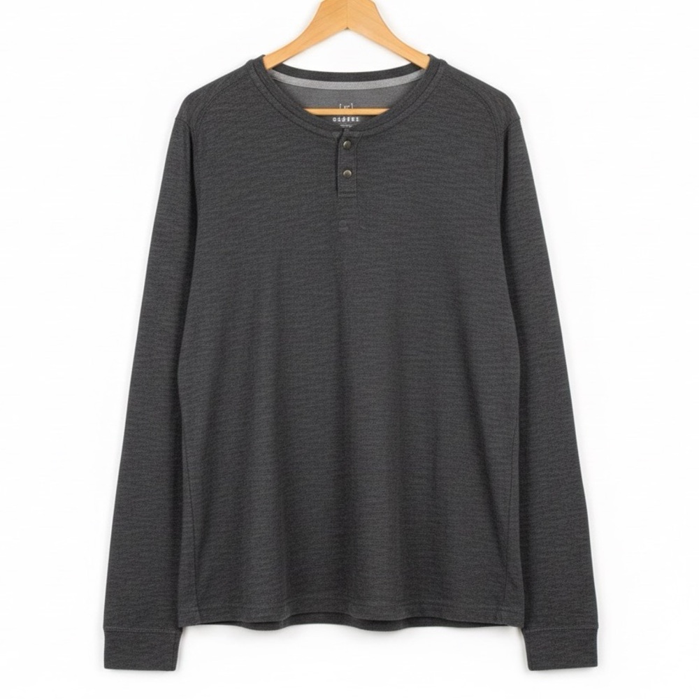 George Men's Charcoal Long Sleeve Henley